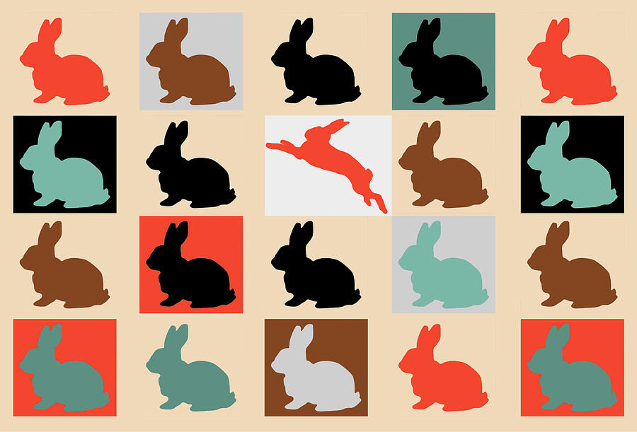 Animal Mixed Media - Colorful-baby-rabbits 10000 by Mark Ashkenazi
