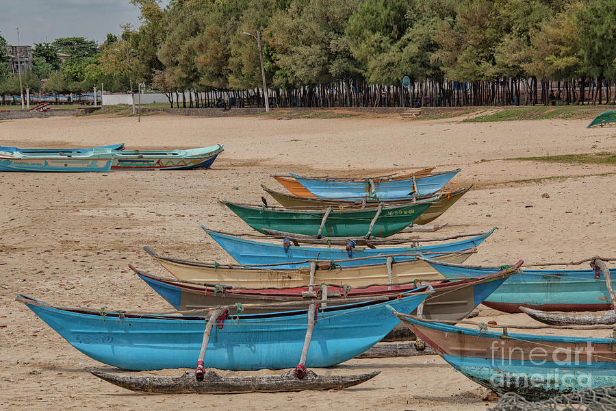 Colorful boats on Dutch Bay in Sri Lanka Photograph by Patricia Hofmeester