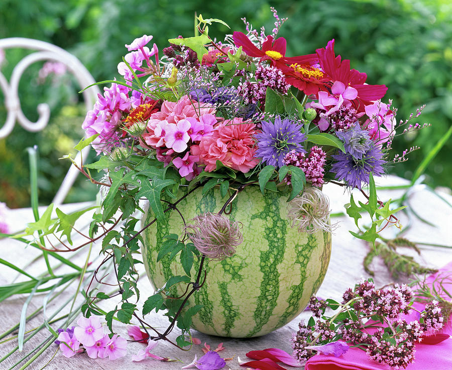 Colorful Bouquet In Watermelon Photograph by Friedrich Strauss