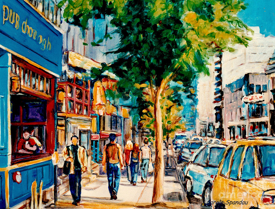 Colorful Cafe Painting Irish Pubs Bistros Bars Diners Delis Downtown C Spandau Montreal Eats         Painting by Carole Spandau