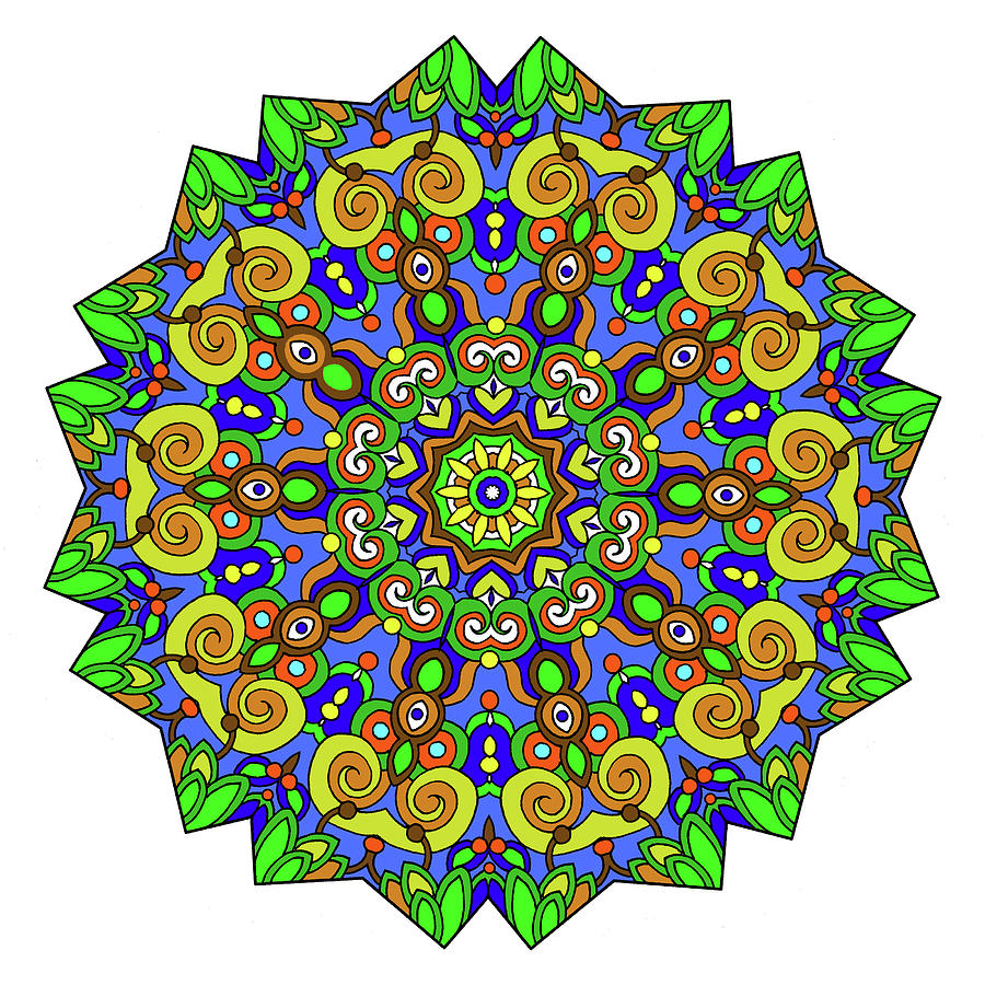 Juvenile Drawing - Colorful Calming Mandala by Kathy G. Ahrens