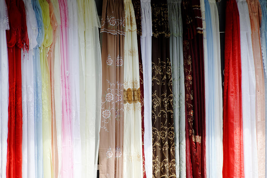 Caribbean Color -- Curtains for Sale in St. John, Antigua Photograph by Darin Volpe