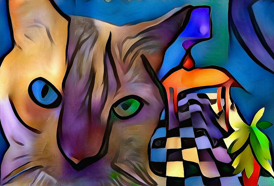 Colorful cat Digital Art by Bruce Rolff