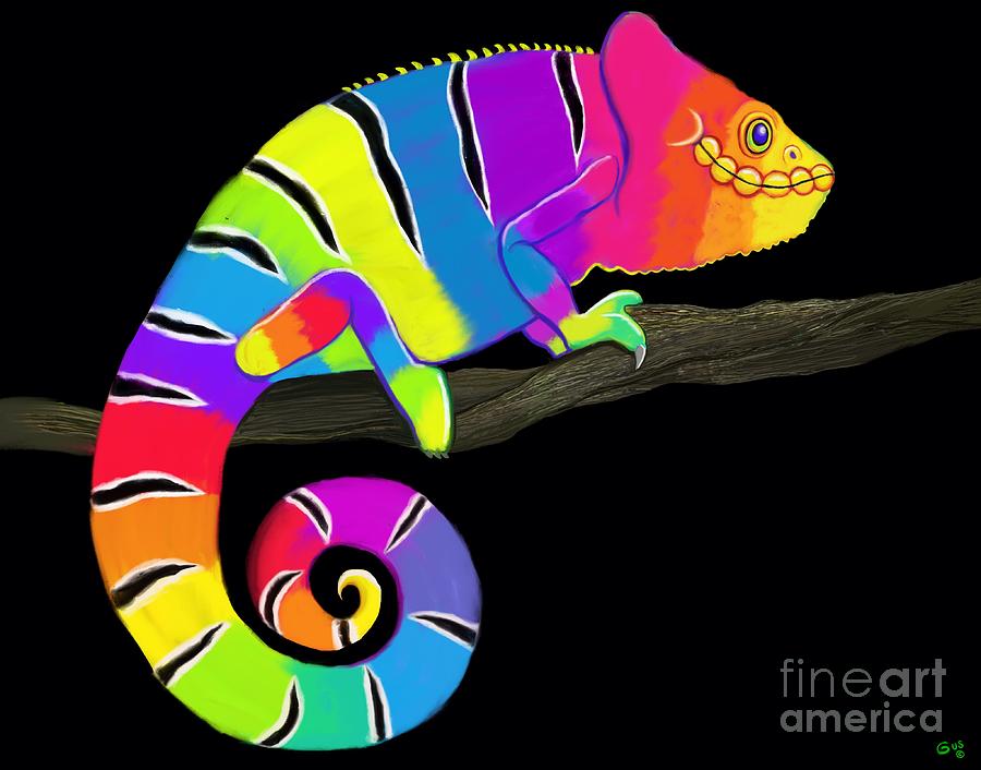 Colorful Chameleon Digital Art