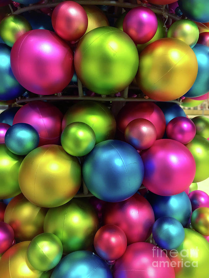 Abstract Photograph - Colorful christmas baubles by Tom Gowanlock