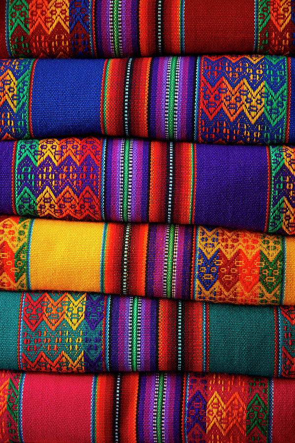 Blue Photograph - Colorful Cloth, Cusco, Peru by David Wall