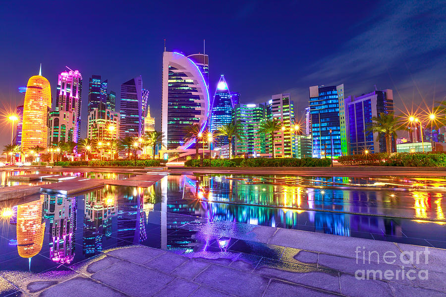 Colorful Doha West Bay Photograph by Benny Marty