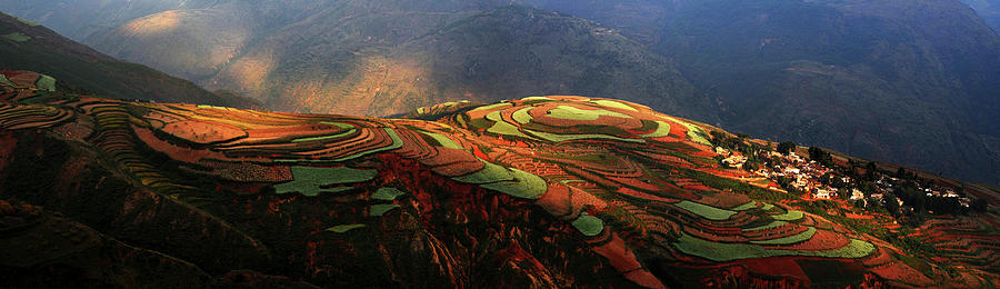 Colorful Dongchuan Red Earth Terraces Photograph by Melindachan