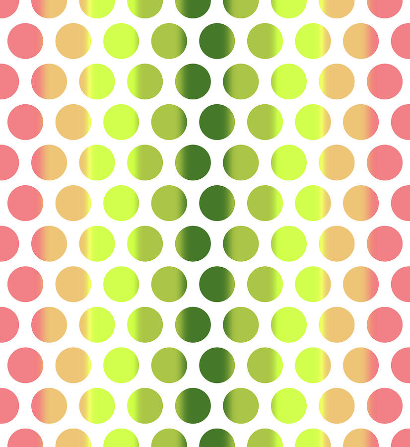 Colorful Dots Pattern - Polka Dots - Pattern Design 2 - Pink, Yellow, Green, Peach Mixed Media