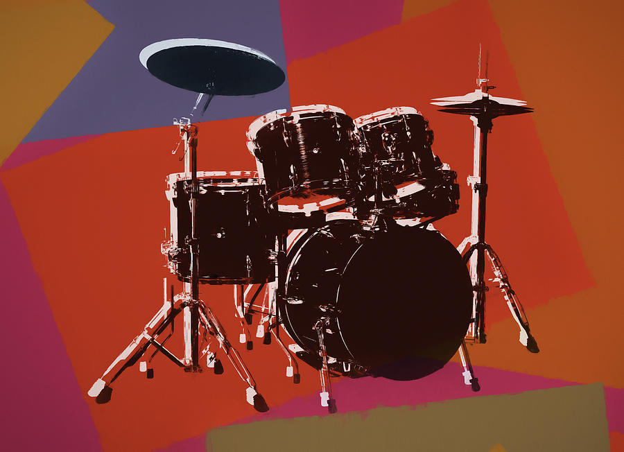 Colorful Drum Set Pop Art Mixed Media By Dan Sproul 0835