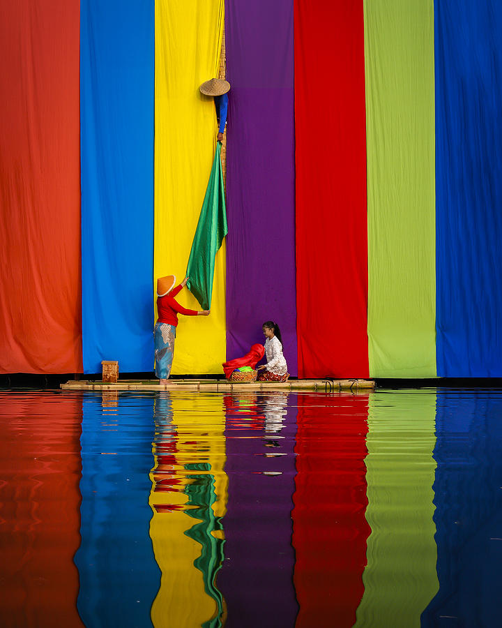 People Photograph - Colorful Fabrics by Gatot Herliyanto