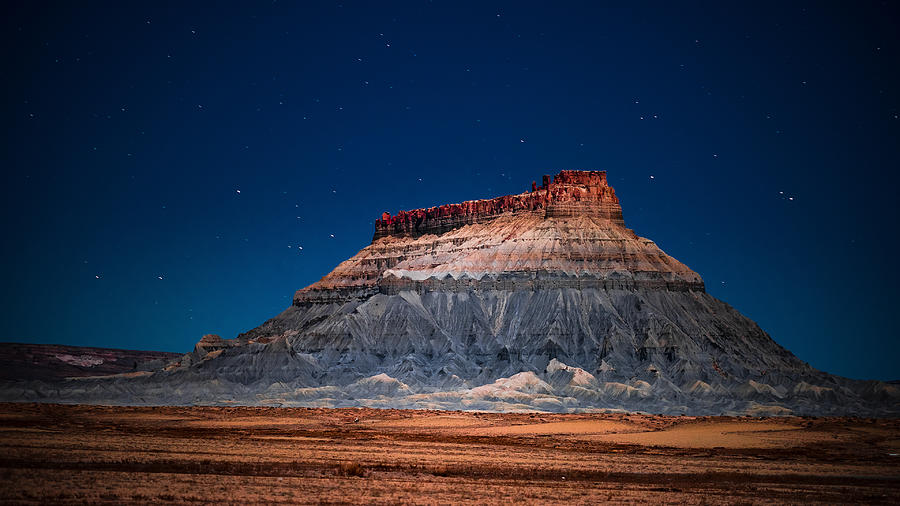 Landscape Photograph - Colorful Factory Butte Under Star/moon Light by Kevin Xu