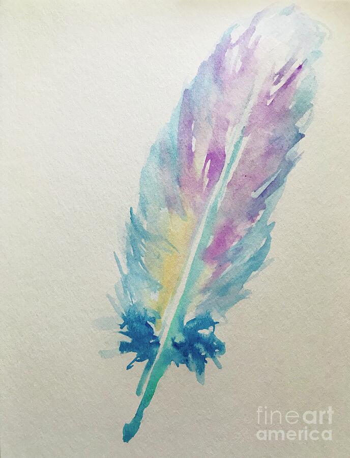 Colorful Feather 2 Painting by Lavender Liu