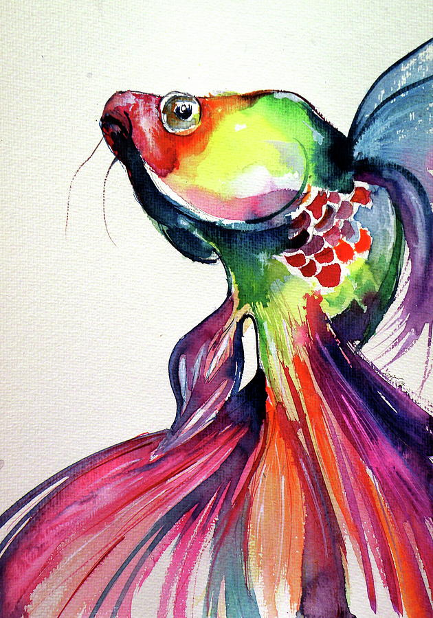 Colorful fish L Painting by Kovacs Anna Brigitta