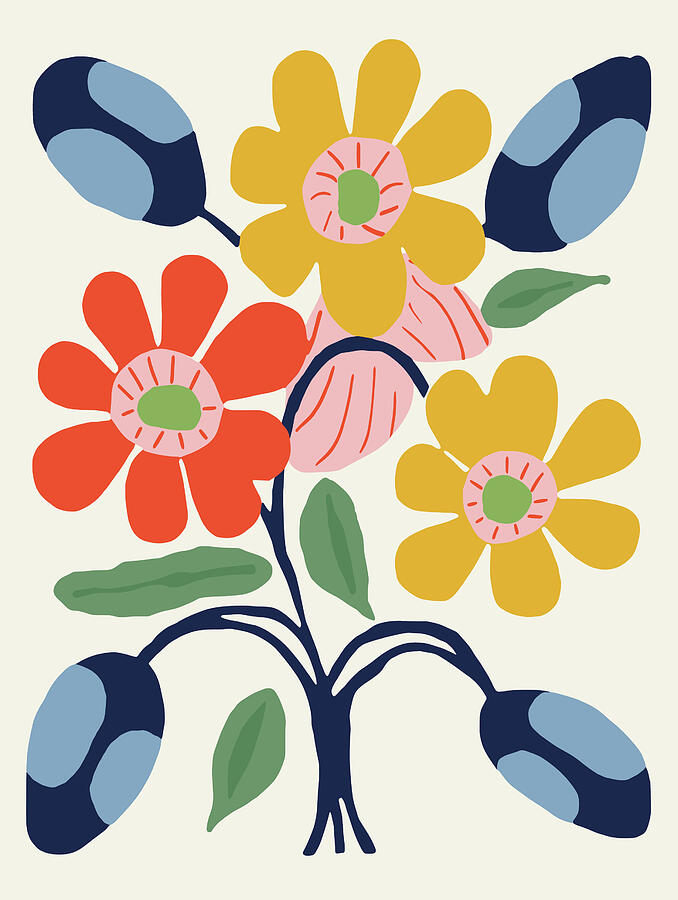 Colorful Floral Composition In Minimalist Style Digital Art by Trendy Art Colorful Floral Composition In Minimalist Style Digital Art by Trendy Art