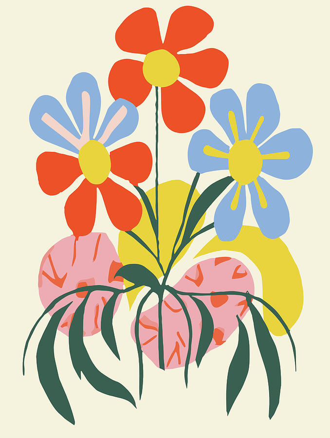 Colorful Flowers And Leaves On Display Digital Art by Trendy Art Colorful Flowers And Leaves On Display Digital Art by Trendy Art
