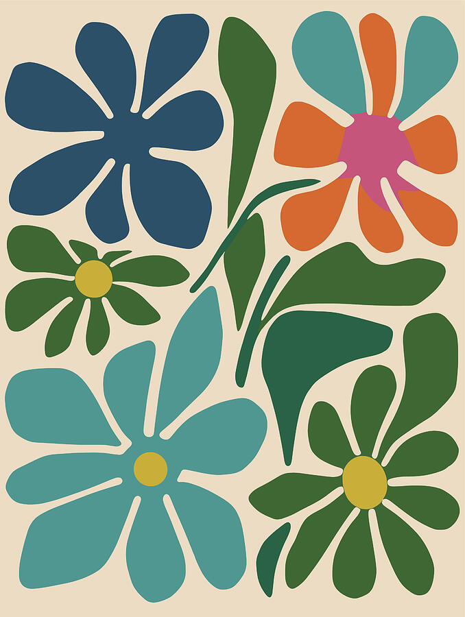 Colorful Flowers In Bold Shapes Digital Art by Trendy Art Colorful Flowers In Bold Shapes Digital Art by Trendy Art