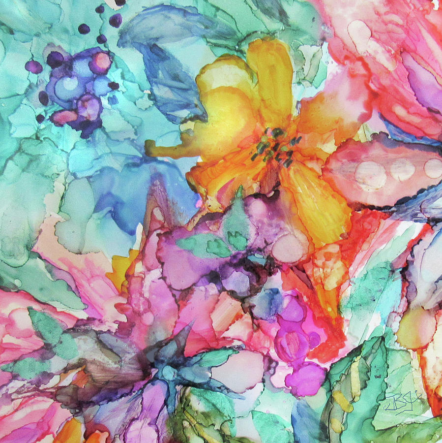 Colorful Flowers Painting by Jean Batzell Fitzgerald