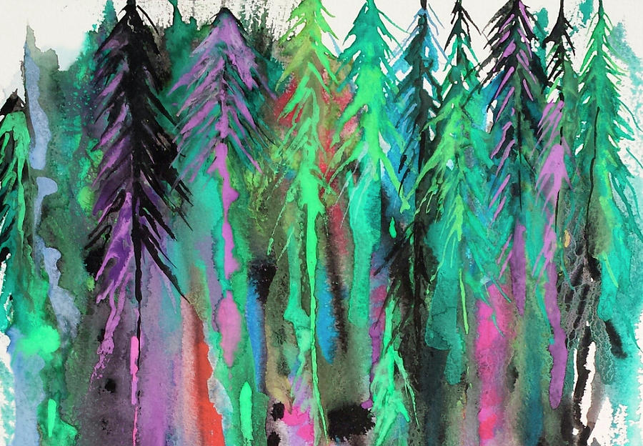 Forests Painting - Colorful Forest by Michelle Faber