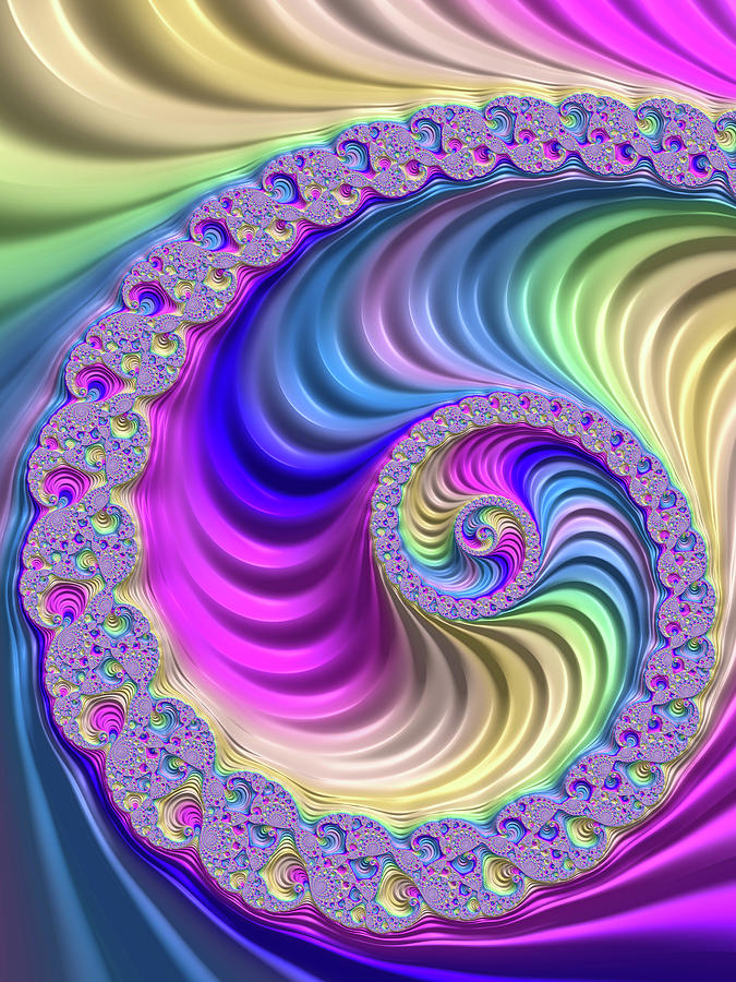 Colorful Fractal Spiral with stripes Digital Art by Matthias Hauser