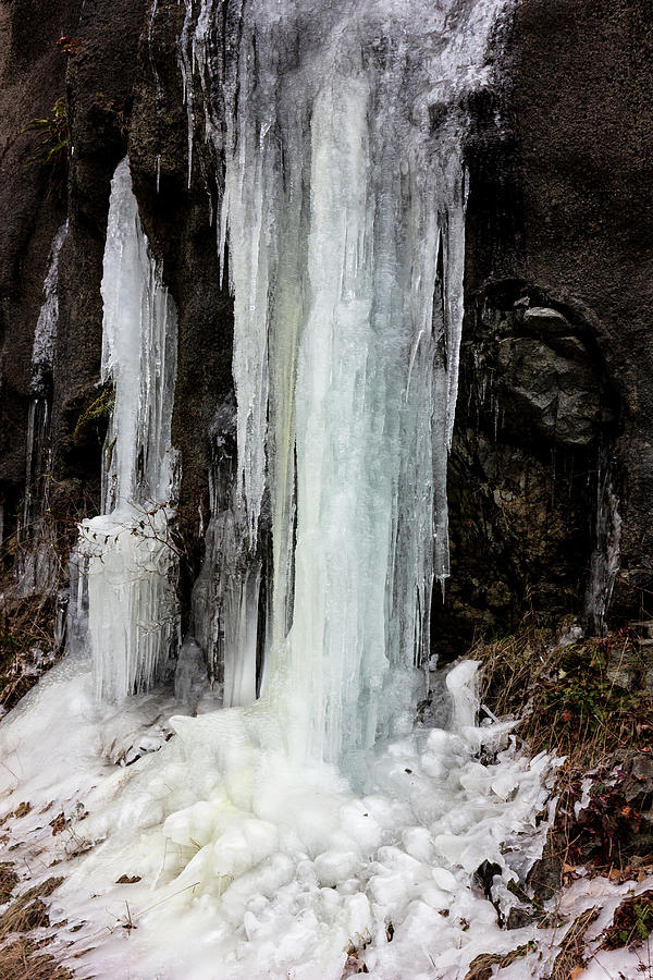 Colorful Frozen Waterfall, Icicles Photograph