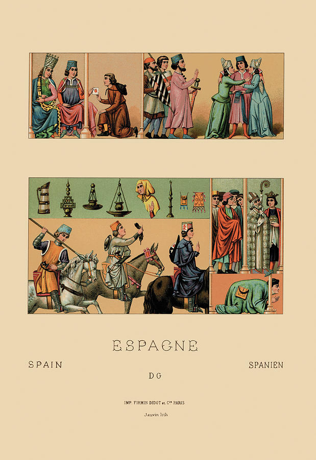Colorful Garments of Spain Painting by Auguste Racinet