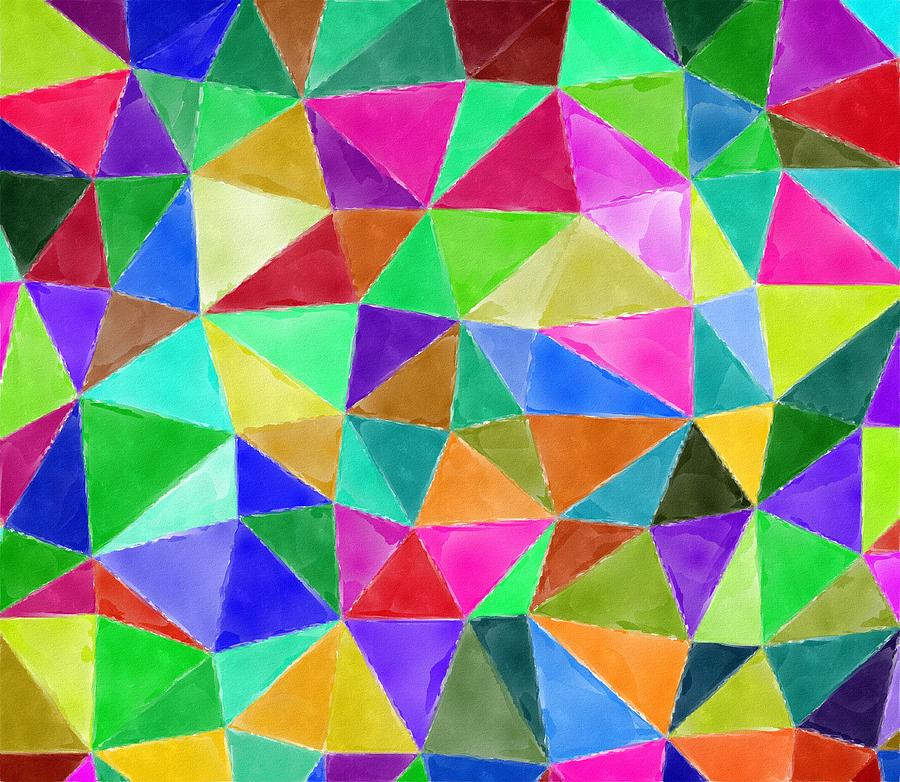 Colorful Geometric Triangle Pattern Painting By Geert Ruijs