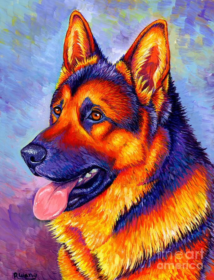 Courageous Partner - Colorful German Shepherd Dog by Rebecca Wang Courageous Partner - Colorful German Shepherd Dog by Rebecca Wang