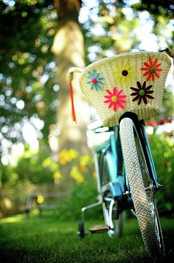Colorful Girls Vintage Bicycle With Photograph by Melissa Ross