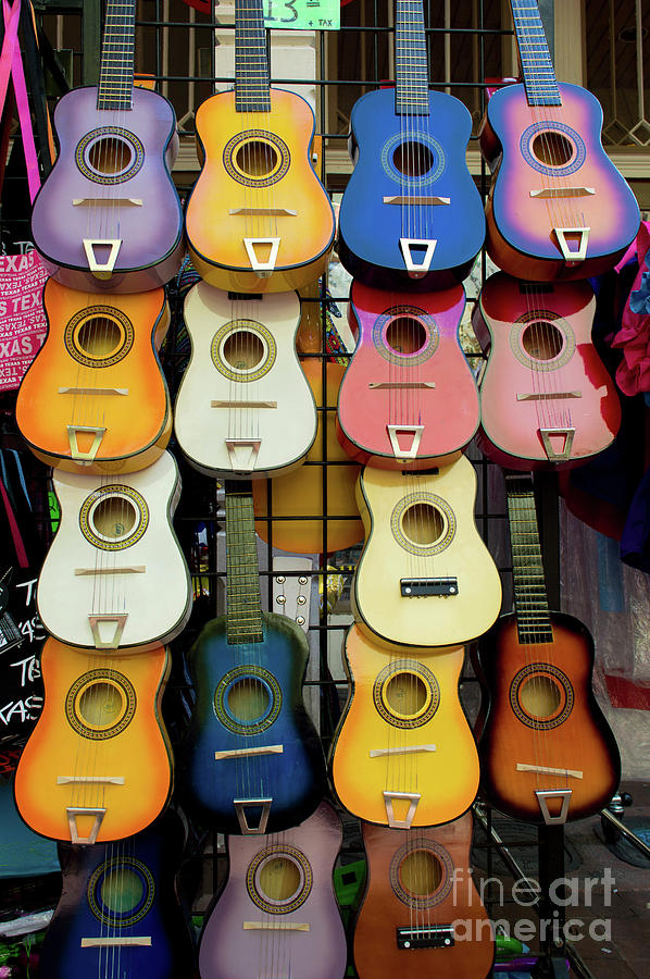 Colorful Guitars On Display, San Photograph by Mike Gonzales