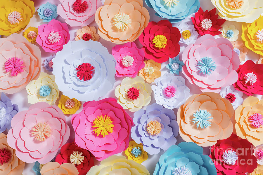Colorful handmade paper flowers background Photograph by Michal Bednarek -  Pixels