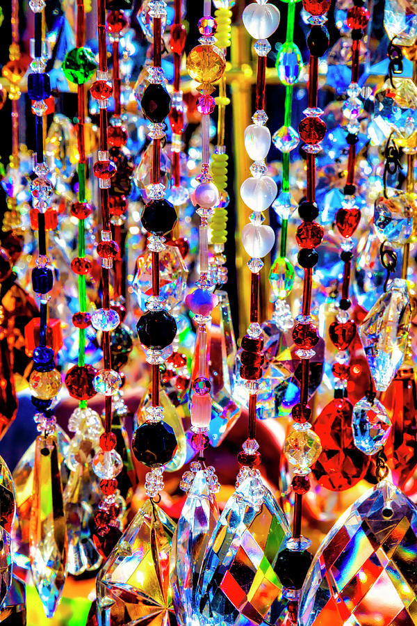 Abstract Photograph - Colorful Hanging Glass Beads by Garry Gay
