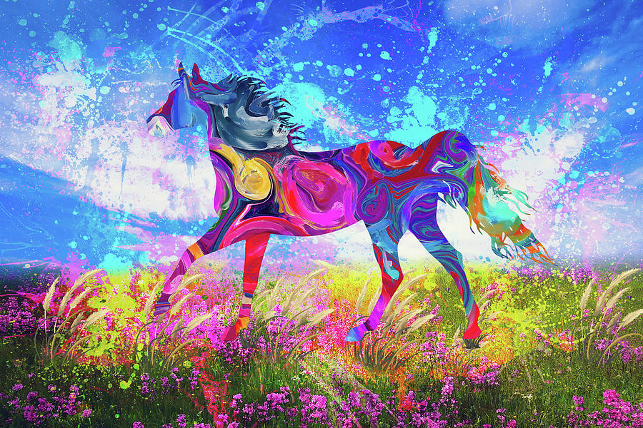 Horse Mixed Media - Colorful Horse by Ata Alishahi