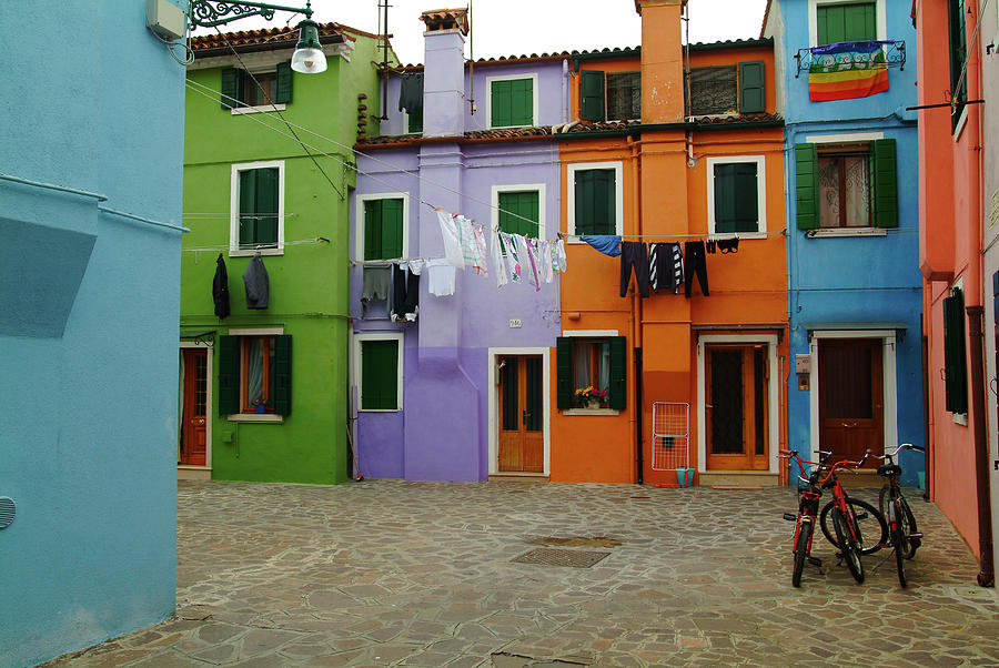 Colorful Houses On Burano Island Photograph by Aldo Pavan