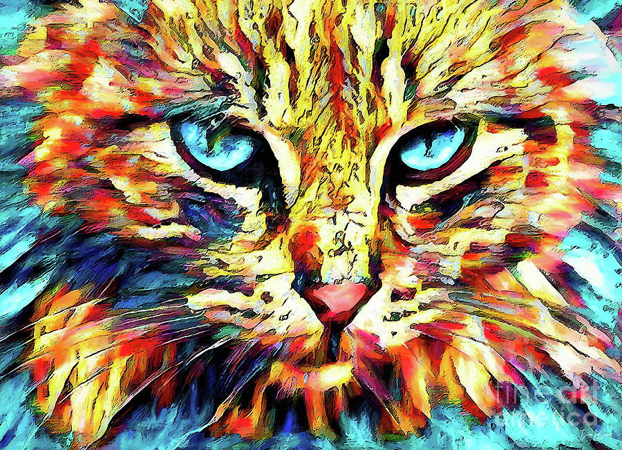 Colorful Kitty Mixed Media by Tina LeCour - Fine Art America