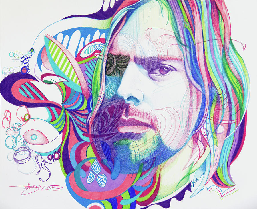 Colorful Kurt Cobain Drawing by Joshua Morton