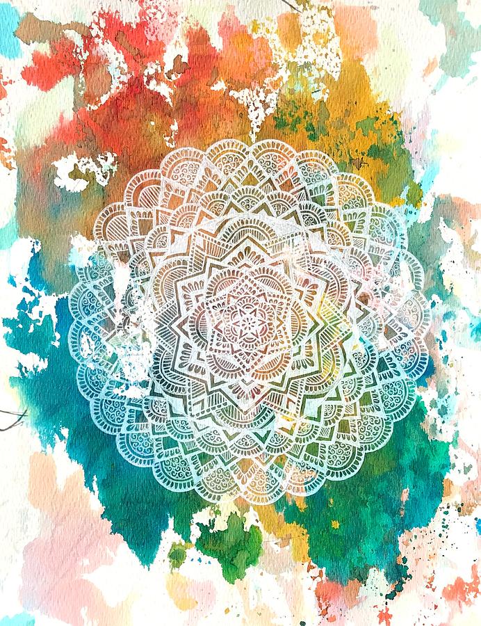 Lace Drawing - Colorful Lace by Kayla Goldstein