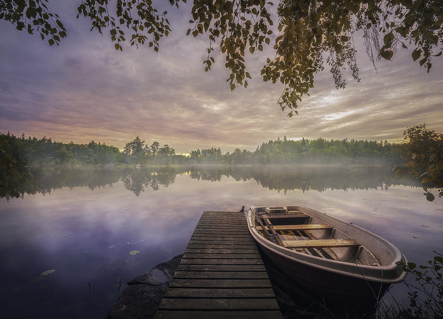 Boat Photograph - Colorful Lake by Christian Lindsten