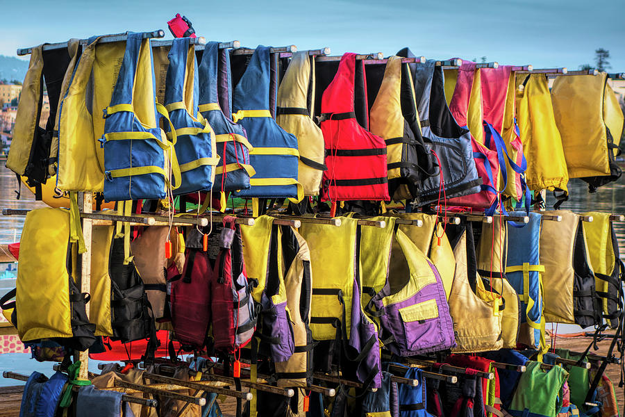 Colorful Life Vests And Life Jackets Photograph by Panoramic Images