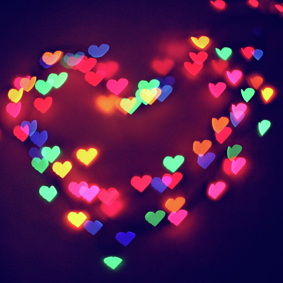 Colorful Lights In Heart Shape Photograph by Amelia Kay Photography