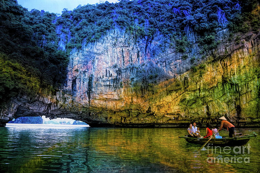 Colorful Limestone People Boat Ha Long Bay Vietnam  Photograph by Chuck Kuhn