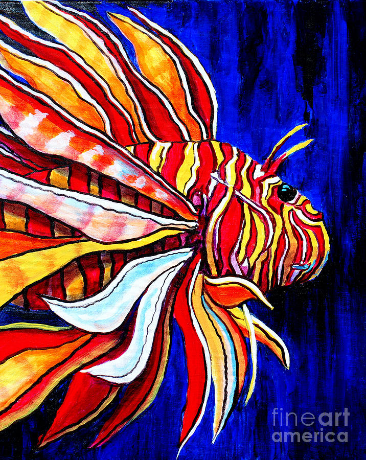 Colorful Lionfish  Painting by Pechez Sepehri