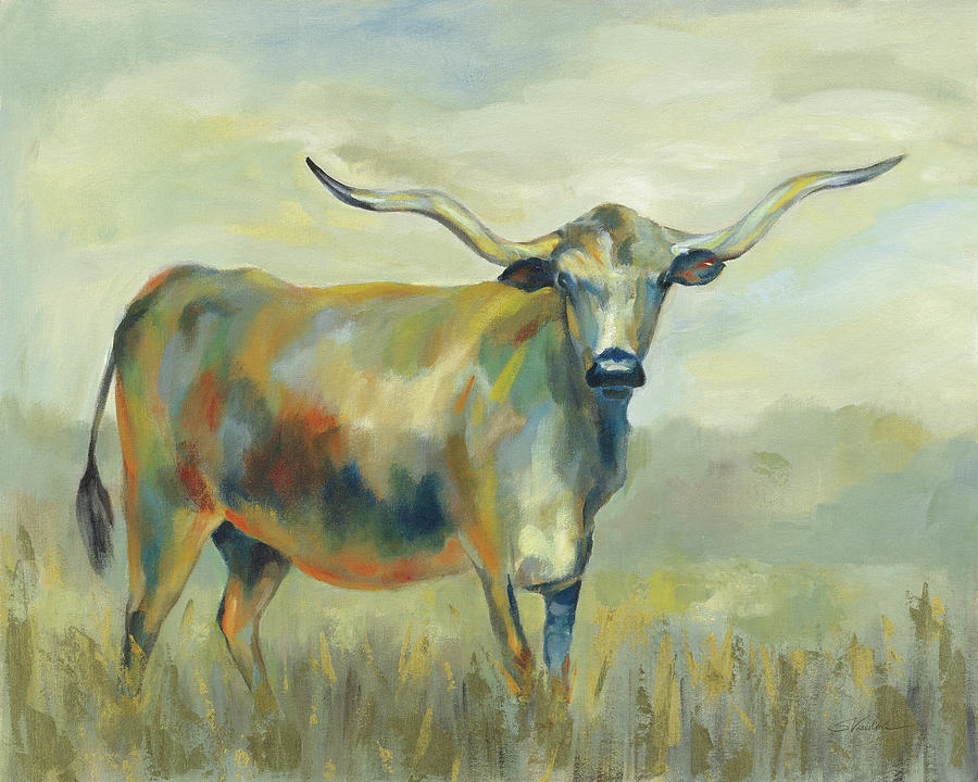 Animal Painting - Colorful Longhorn Cow by Silvia Vassileva