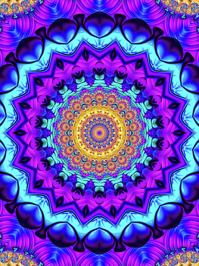 Colorful Mandala Kaleidoscope Purple Blue Orange Digital Art