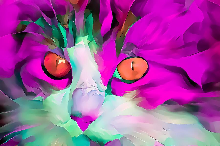 Colorful Masters Magenta Glow Kitten Digital Art by Don Northup