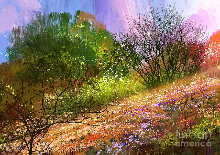 Forest Digital Art - Colorful Meadowlandscape Digital by Tithi Luadthong Forest Digital Art - Colorful Meadowlandscape Digital by Tithi Luadthong