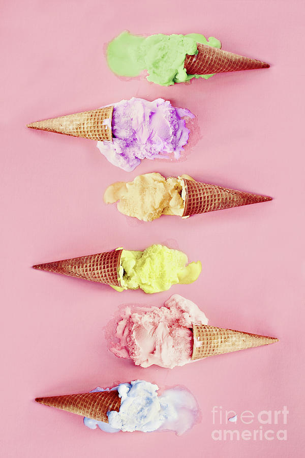 Colorful Melting Ice Cream Cones Photograph by Stephanie Frey
