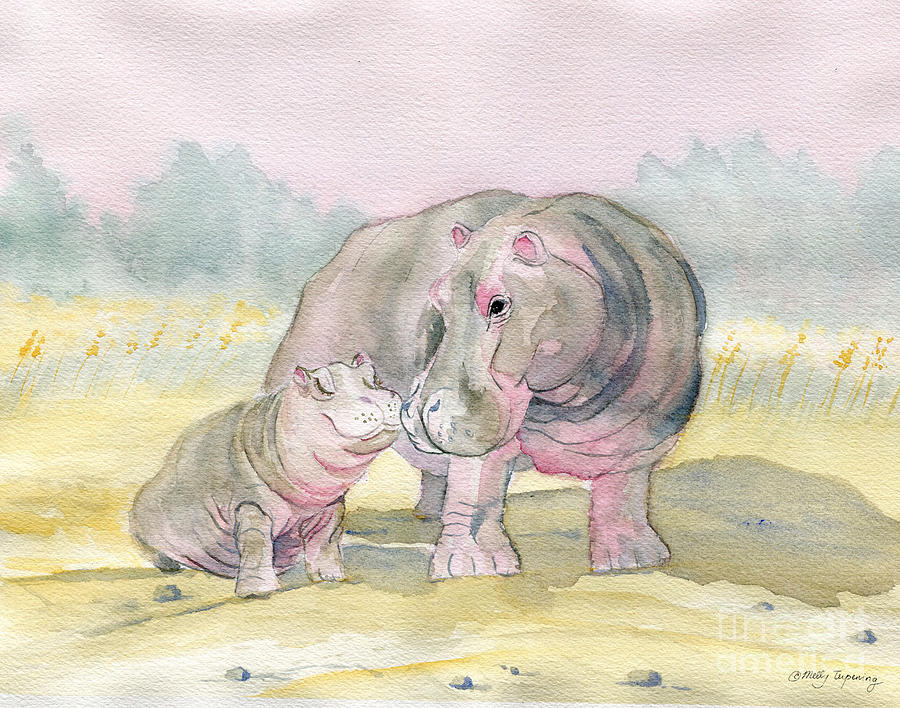 Wading Baby 2024 Hippo- Original Painting