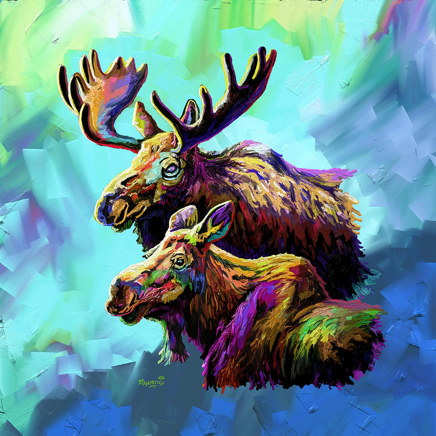 Colorful Moose Painting by Anthony Mwangi