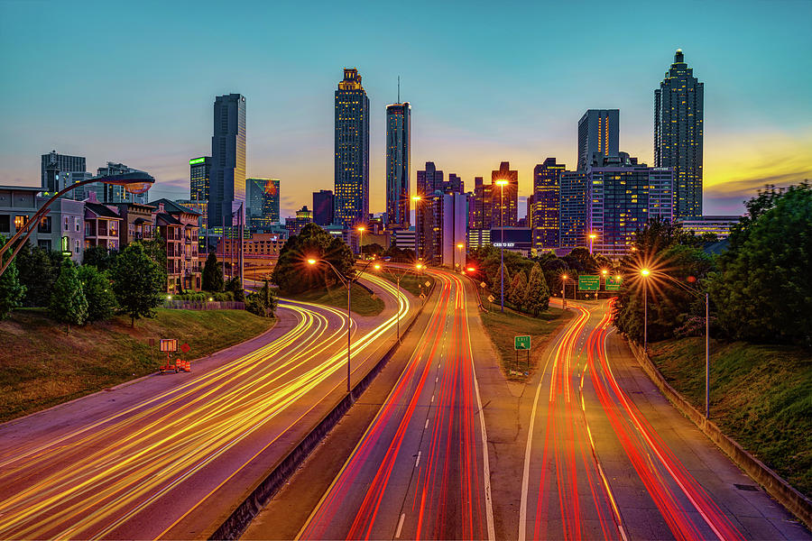 Colorful Night Over The Atlanta Skyline Photograph